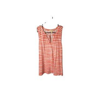 Michael Kors Pink White Striped Sleeveless Tank Top V Neck Tie Detail Women’s M